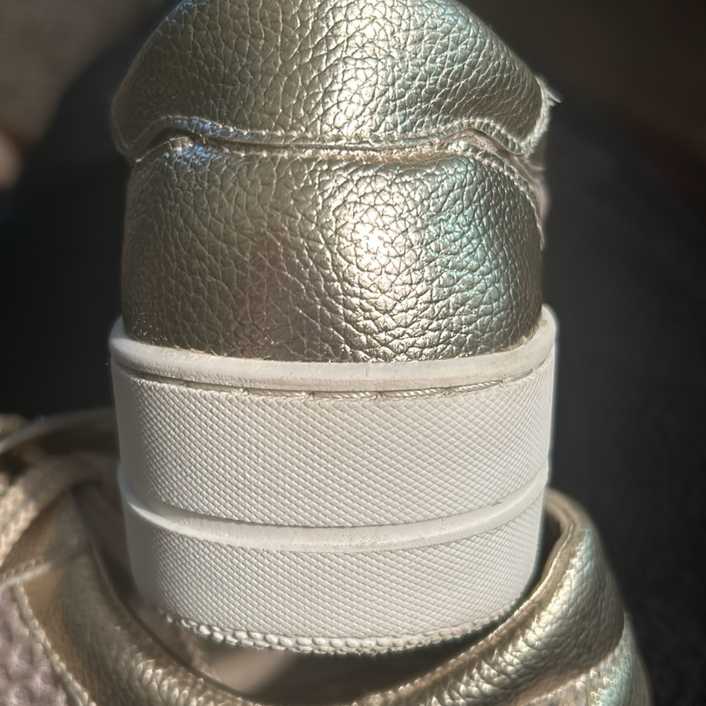 Steve Madden STEVEN Napa natural comfort leather gold sneakers gym shoes - Picture 8 of 11